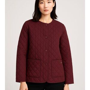 Anne Klein Womens Diamond Quilted Buttons Front Jacket Size MEDIUM in Maroon